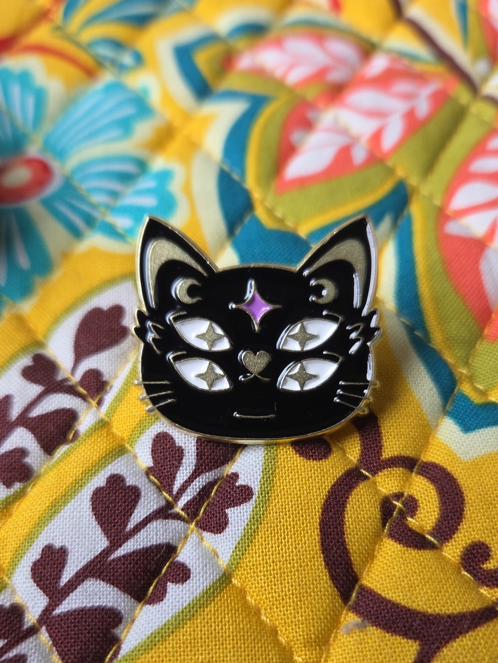 Black Cat Enamel Pin - Black Mystical Cat Accessory